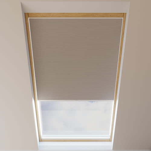 Cortina Plisada para Ventanas de Tejado, Nido de abeja, a Medida, Piano Gris claro