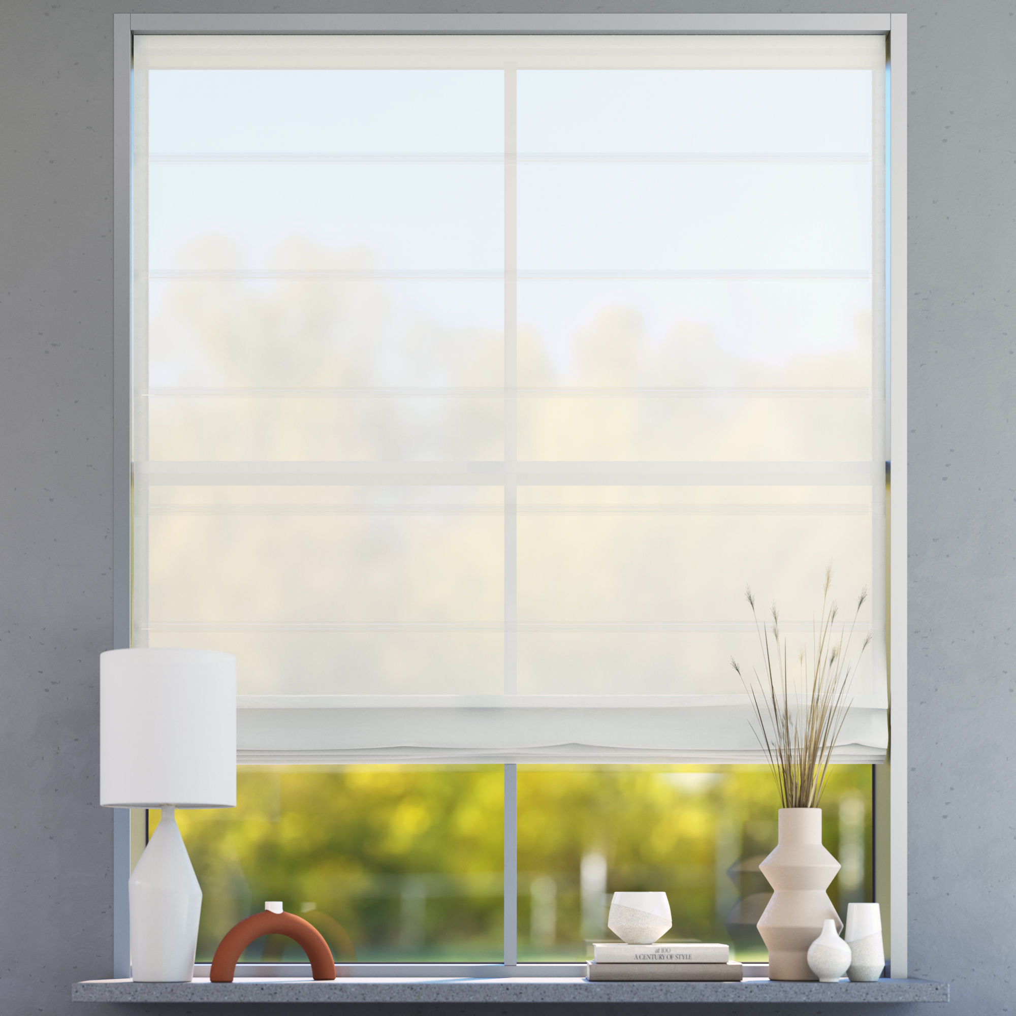 Estor Plegable Transparente, A Medida, Premium, Cima blanca