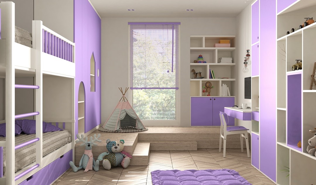 el Very Peri se puede usar en muchas estancias, como p. ej. en la habitación infantil