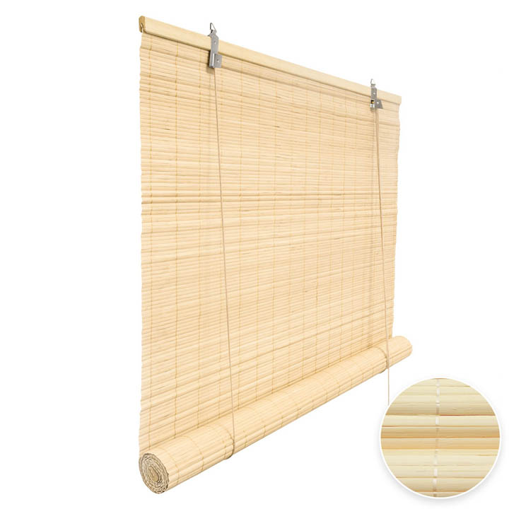  Estor Enrollable de Bambú, Producto Terminado, Natural 
