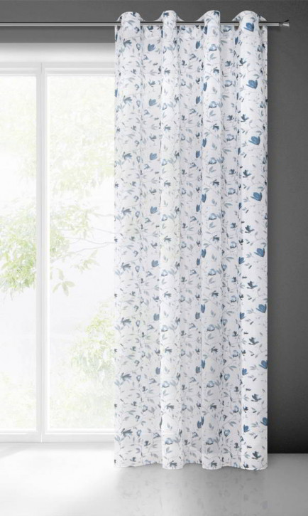 Cortina con Estampado de Flores, con Ojales, Producto Terminado