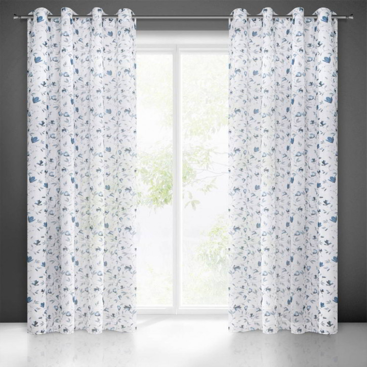 Cortina con Estampado de Flores, con Ojales, Producto Terminado