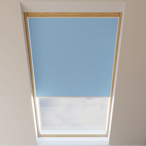 Cortina Plisada para Ventanas de Tejado, Nido de abeja, a Medida, Azul Pálido