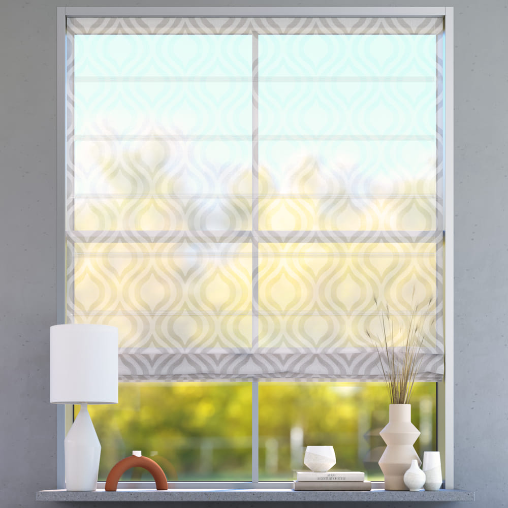 Estor Plegable Transparente, A Medida, Premium, Arabesco gris