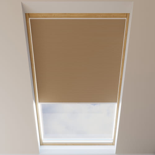 Cortina Plisada para Ventanas de Tejado, Nido de abeja, a Medida, Piano Canela