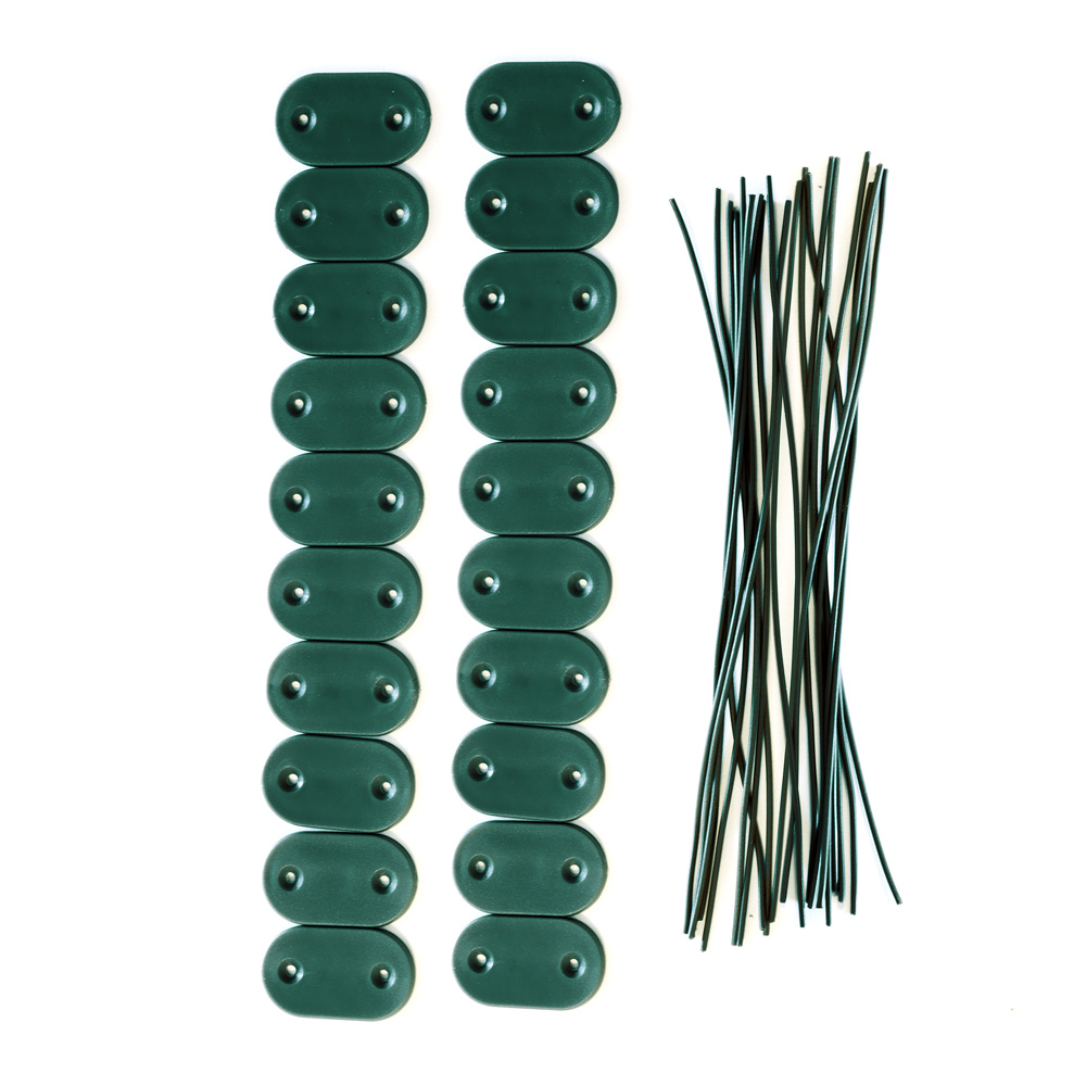 Kit de fijación para cañizos de PVC para jardín, Verde