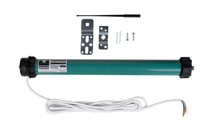 Motor tubular junto con los accesorios